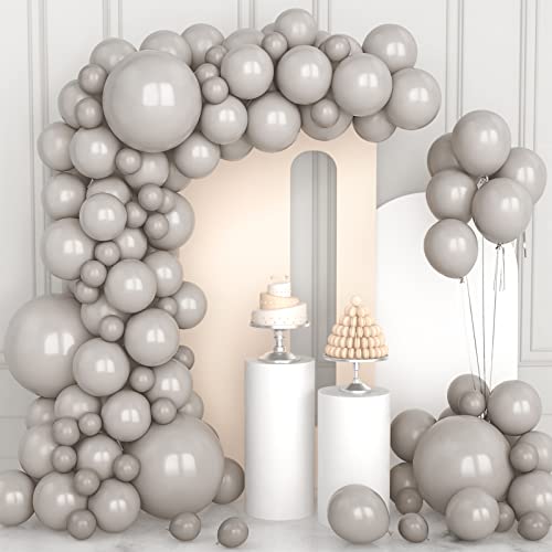 106 pcs Ballons Gris Ballons en Latex 5 10 12 18 pouces Kit de Guirlande Ballon Gris avec Ruban pour Femmes Garçons Filles Fêtes d'Anniversaire Mariage...