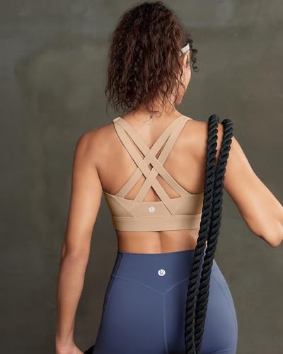 Image of RUNNING GIRL Sports Bra for Women High Support,Strappy Running Supportive High Impact Sports Bras with Sewn in Pads