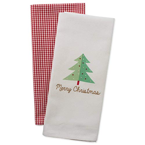 Image of DII Christmas Tea Towels Decorative Kitchen Dish Towel Set, 18x28, Holiday Tree, 2 Piece