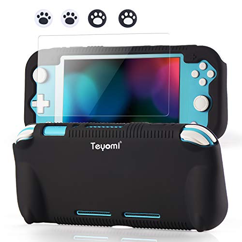 Teyomi Case for Nintendo Switch Lite 2019 with Tempered Glass Screen Protector, 4 Pcs Thumb Grips & 2 Game Cartridges, Silicone Protective Cover with Standable, Shock-Absorption & Anti-Scratch Design…