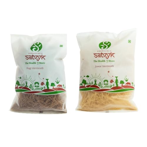 Image of S Siddhagiri's SATVYK THE HEALTH re STORE Combo Pack of Jowar / Ragi Millet Vermicelli (200gms each) - Sevaiya | No Maida | Traditional Method Semiya | Preservative Free | Vegan | Chemical Free Vermicelli | Total 400gms