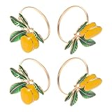 Ipetboom 4 Aros para Servilletas Forma de Limón Anillos Decorativos de Mesa Metálicos Resistentes y Anti Decoloración Accesorios de Cena para Eventos Bodas y Reuniones Familiares