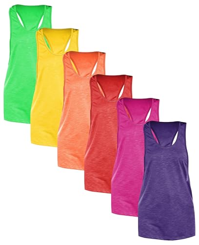 Image of Sexy Basics Women's Workout Racerback Tank Tops | Semi Sheer Slub Fabric | Wide Shoulder Hole Opening | Multi Packs & Colors