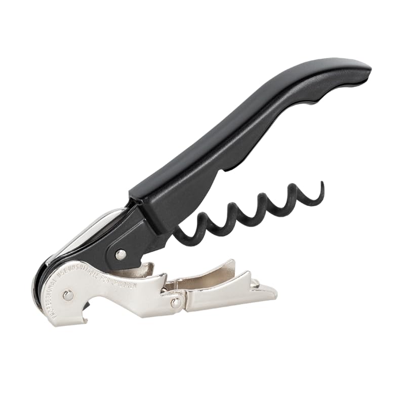 PULLTAP'S GENUINE Classic 500 para zurdos Negro - Sacacorchos de camarero para uso profesional - Fabricado en España - Incluye doble palanca articulada, navaja cortacápsulas y abrebotellas