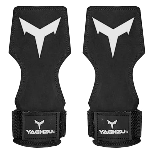 YAGHZU Padded Leather Weight Lifting Grips, Pair - Dagger Black
