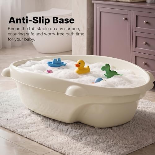 Image of Baybee AquaHug Baby Bath Tub for 0 to 5 Years | Ergonomic Bath Tub for Kids with Anti-Slip Base & Quick Drains | Sitting & Lying Babies Bather & Baby Bathing Tub for Boys Girls (White)