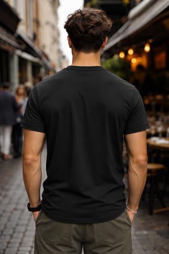 Image of INKKR Regular Fit Half Sleeves Round Neck Typographic Printed Cotton T-Shirt