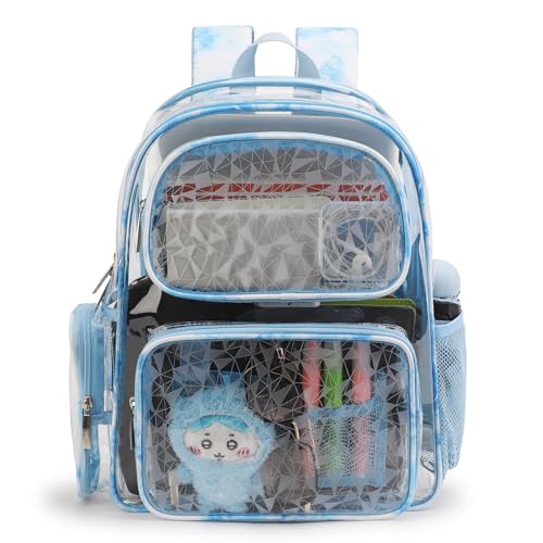 TINYAT Transparenter Rucksack fürs Stadion zugelassen transparente Schulrucksäcke für Damen große durchsichtige Tasche durchsichtige Stadiontasche