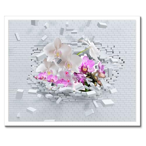 Poster orchidée haut de gamme cadre noir fleurs décoration murale raffinée H7812M