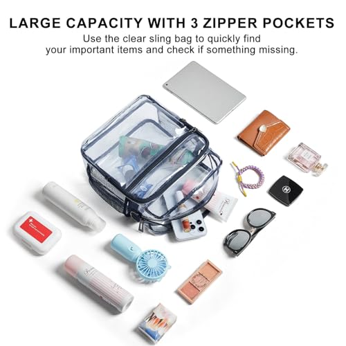 Image of LATMAP Clear Bag for Stadium Events 12x6x12 Clear Purse with 3-Zipper Pockets Crossbody Handbag Tote for Concerts Sports