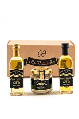 La Rustichella Huile D’Olive À La Truffe Noire, Huile D’Olive À La Truffe Blanche et Sauce Aux Cèpes Et À La Truffe - Set Cover