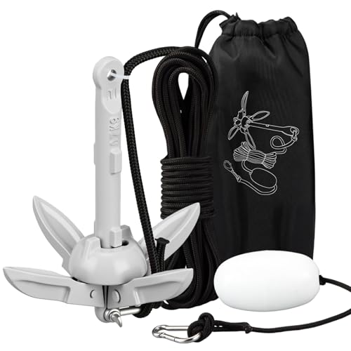 Image of MorningRo 1 Pack 1.5 /3.5 lb Marine Kayak Anchor Kit with 40ft Rope and Buoy Folding Grapnel Boat Anchor Kit Kayak Fishing Accessories for Small Boats, Canoe, SUP Paddle Boards