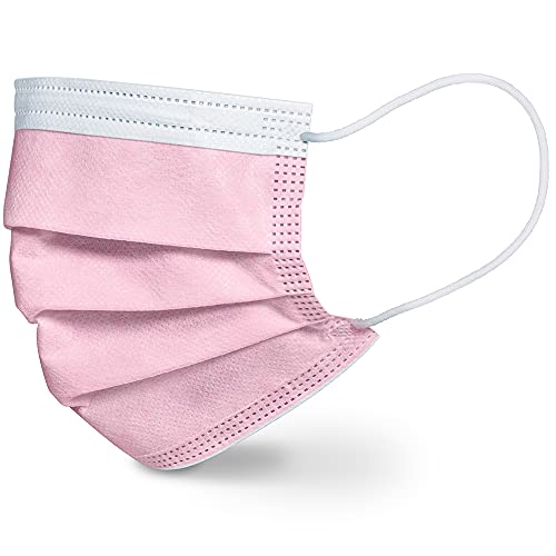 Beurer MM 15 Mascarilla quirúrgica tipo IIR, fabricada en la UE, mascarilla médica de 3 capas que protege su entorno contra gotas y microorganismos, absorbe el calor, rosa, 10 unidades