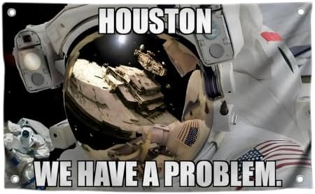 3x5 Feet Funny Astronaut Wall Flag with Quote "Houston We Have A Problem" with Four Brass Grommets - Single Sided Cool Anime Flags for Teen Girls - Polyester Art Tapestries for Bedroom Aesthetics image 2
