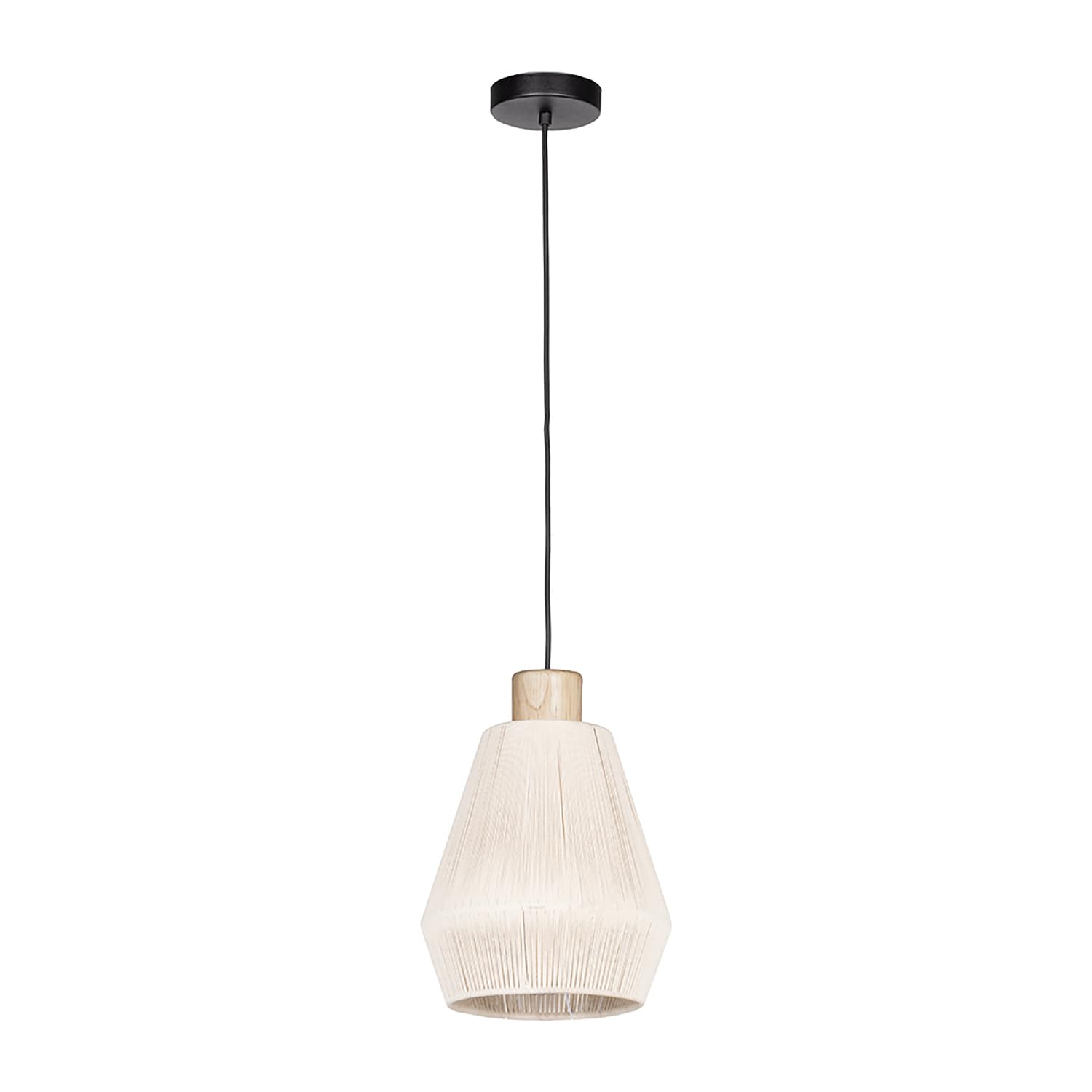EGLO Lanier 1-Light Mini Pendant - Black Finish - Cream Shade