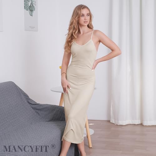 Image of MANCYFIT Long Slips for Under Dresses Full Length Adjustable Spaghetti Strap Nightgown