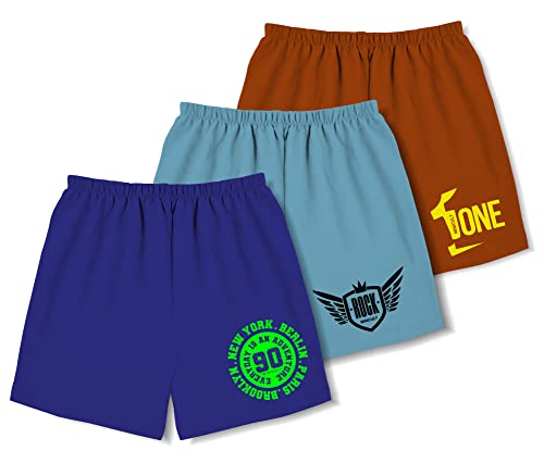 Image of minicult Cotton Shorts in All Over Print for Boys and Girls(Pack of 5)(Blue)(Mix Prints)