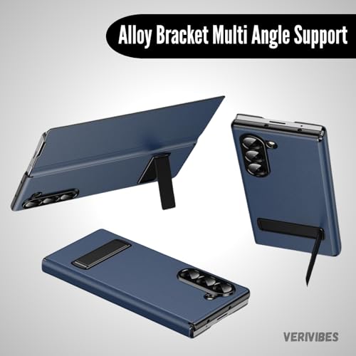 Image of Magnetic Flip Case Compatible with Samsung Galaxy Z Fold 7 (2025) | Premium Leather Finish | Multi-Angle Stand | Full Body & Hinge Protection | Slim Luxury Business Cover - Blue