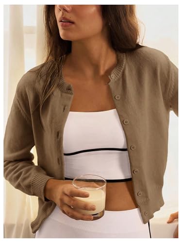 Image of SOLY HUX Women's Button Down Cropped Lightweight Cardigan Sweater Cute Fall Fashion 2026