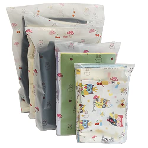JSJSYO 50Pcs Travel Storage Bags Clear Resealable Bags Waterproof Plastic Zipper Bags Luggage Organiser Pouch Space Saver Storage for Clothes School Trip 8'x11',10'x14',11'x16',13'x18',16'x19'
