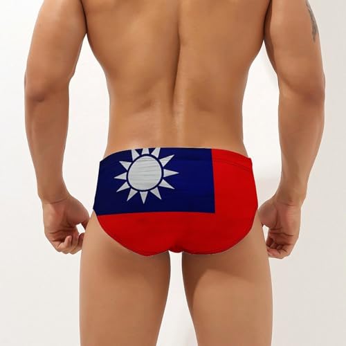 Taiwan Flag Wood Mens Swim Briefs Sexy Bikini Swimwear Bathing Suits Trunks2