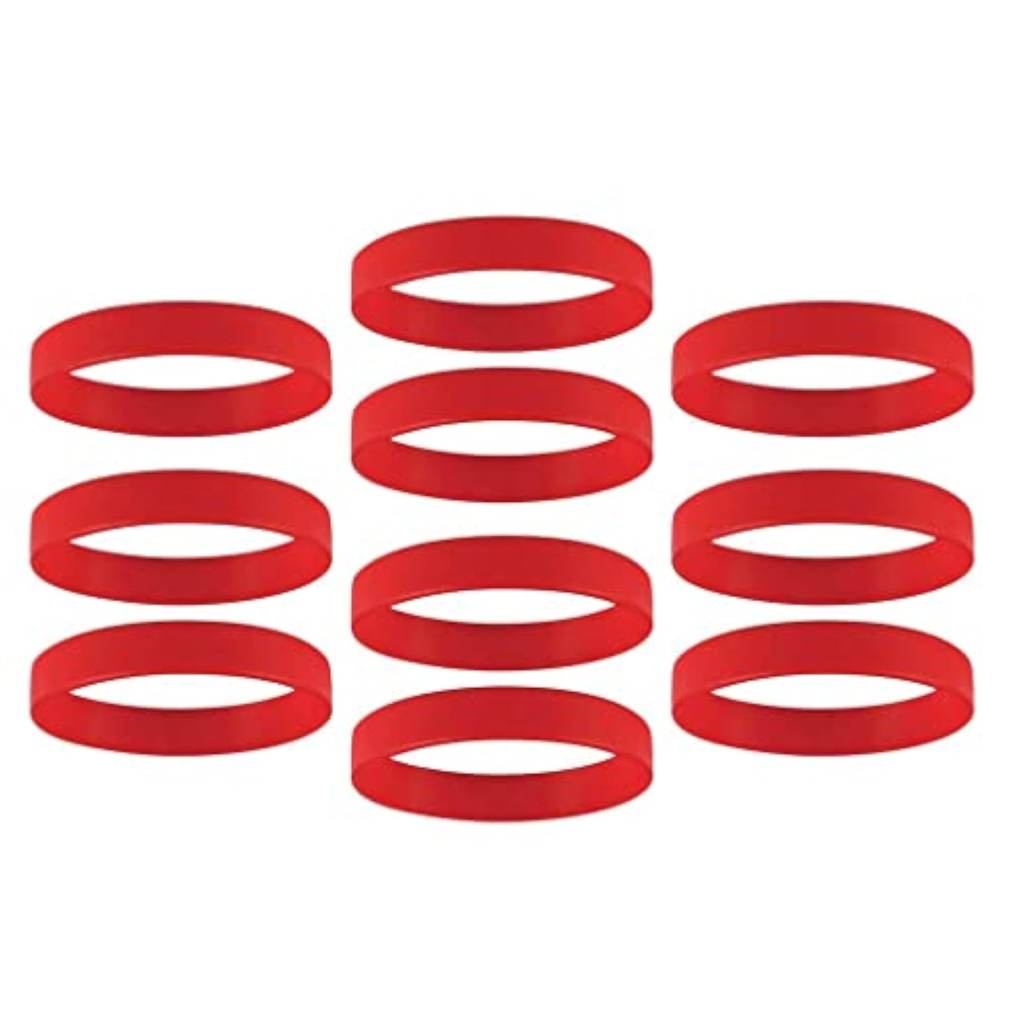 10 Pieces Pack Blank Silicone Wristbands Rubber Bracelet Red