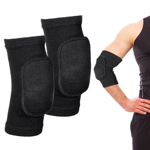 LIQWEI 1 Pair Volleyball Elbow Pads, Black Arm Brace Ventilate Sport Elbow Protector Strap, Breathable Elbows Pads Arm Pad With Padded Soft Support Cushion for Men and Women Basketball
