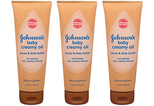 JOHNSON'S Baby Creamy Oil, Cocoa & Shea Butter 8 oz (Pack of 3)