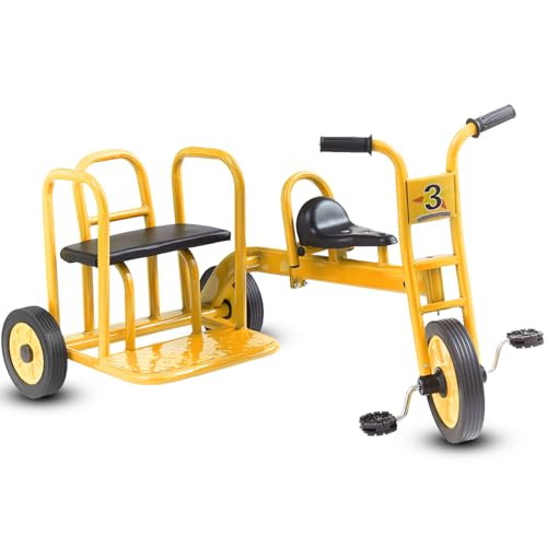 DEYGIA Kids Bike for Toddler Ages 3+, Preschool Kids Bike with Non-Slip Pedal and Airless Rubber Wheels, Outdoor Playground Daycare Kid's Bicycle, Gift for Boys and Girls (Passenger-Yellow)