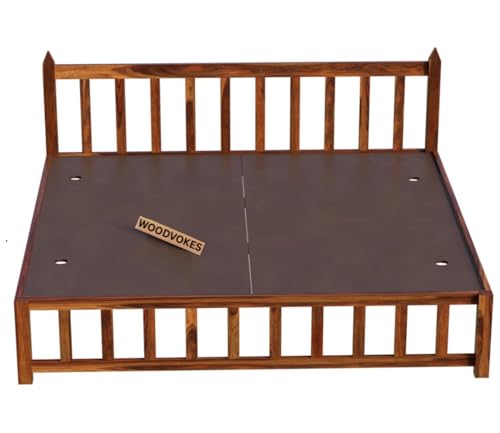 Image of Sheesham Wood King Size Bed Without Storage Double Bed Furniture Elegant and Functional Bedroom Living Room
