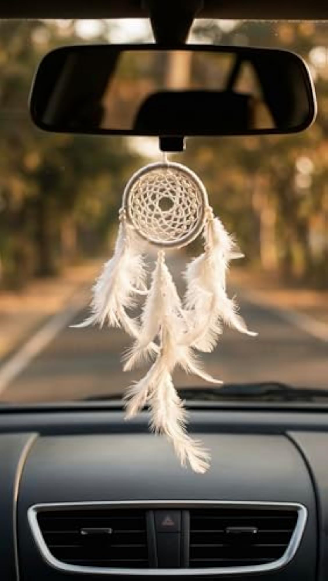 White Dream Catcher for Car & Home Decor, Handmade