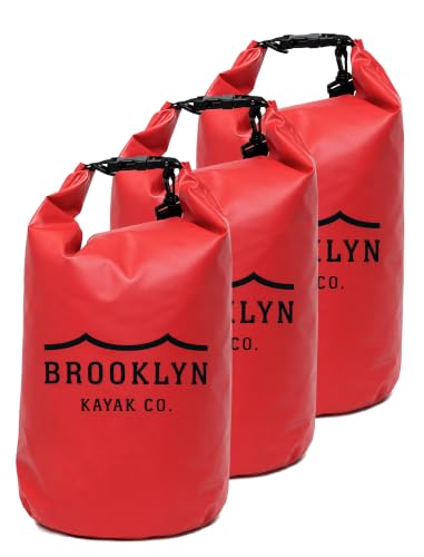 Image of BKC Brooklyn Kayak Company Waterproof Dry Bag - Roll Top Floating Backpack Outdoor Gear Sack for Kayak, Fishing, Beach, Paddle Board, Boating, Camping, Tear Resitant (25 L) - Pack of 3