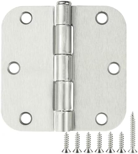 30 Pack Rounded Satin Door Hinges Brushed Nickel 3.5 Inch Interior 3 1/2 Inch 5/8" Radius ...