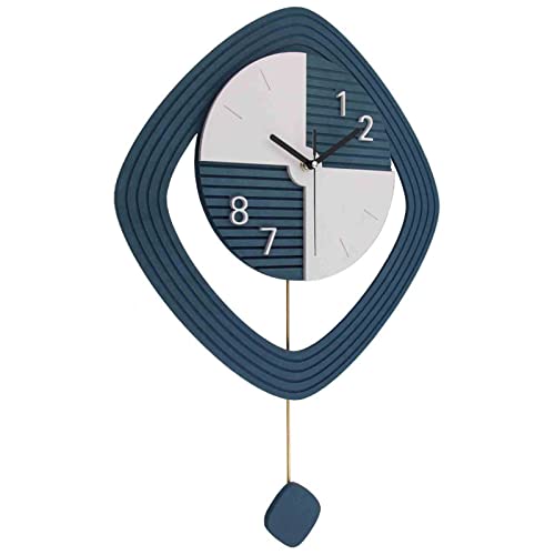 Horloge à pendule murale silencieuse en bois bleu 40x60cm pour décoration intérieure