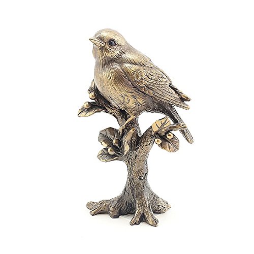 Riflessi bronzo Robin on Branch figurine, statue