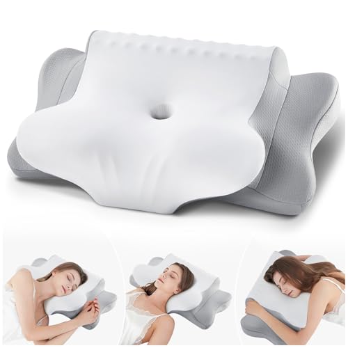Nackenkissen Kopfkissen, Memory Foam Kissen Ergonomisches Kopfkissen, Nackenstützkissen für Seitenschläfer, Rücken und Bauchschläfer
