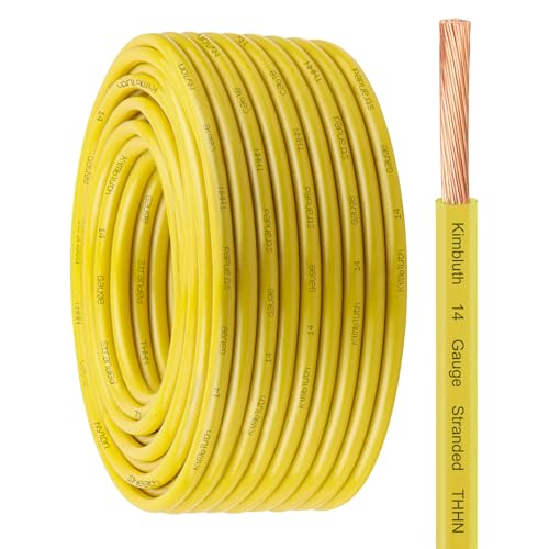 THHN Wire 14 Gauge 50 FT Stranded Copper Wire, Yellow