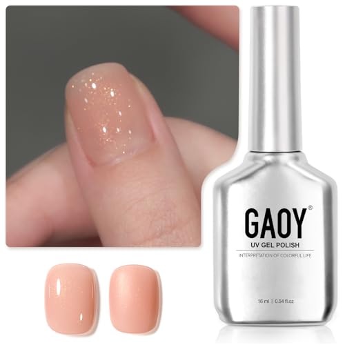 GAOY Nude Shimmer Gel Nail Polish, 16ml Jelly Translucent Glitter...