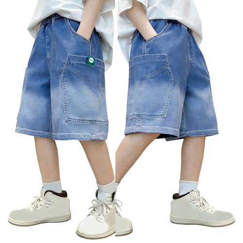 Pantalones cortos vaqueros holgados que no aprietan la cintura para niños activos en vacaciones
