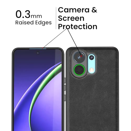 Image of Kapa Tux Leather Back Cover for Oppo K13 Turbo / K13 Turbo Pro | Slim Shockproof Camera Protection Bumper Case (Black)