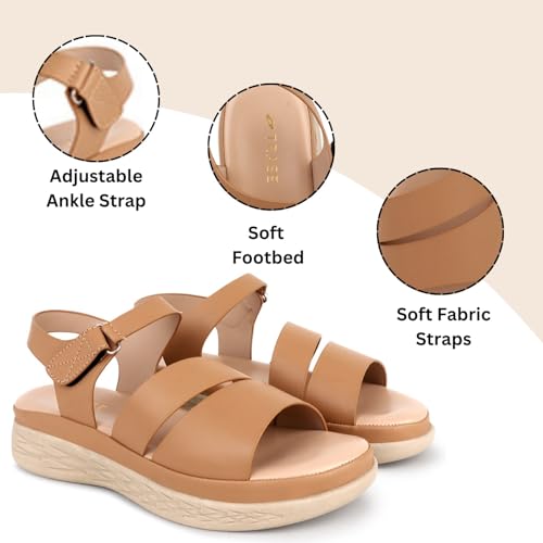 Image of TRASE Snug Steps Women Casual Double Strap Hook And Loop Sandals