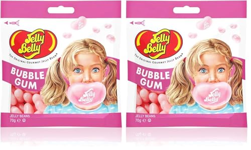 Jelly Belly Beans, grajeas con sabor a chicle (goma de mascar), bolsa de 70 gramos, caramelos masticables en forma de judías (Paquete de 2)
