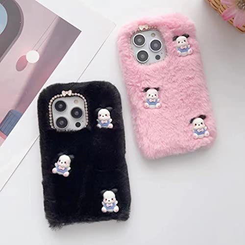 Söta Plysch 3D skyddsfodral för iPhone 11 Pro - Svart med hundar