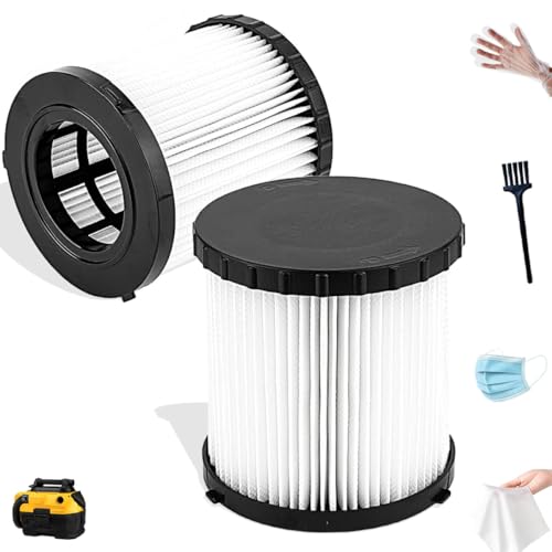 2 Pack DCV5801H HEPA Replacement Filters Compatible with DEWALT DCV580, DCV581H, DCV5801H Wet/Dry Vacuum, Washable & Reusable Vacuum Filter for 20V MAX Cordless Vacuums