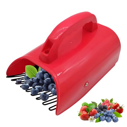 KCVV Berry Picker With Handle, Plastic Blueberry Picker, Red Fruit Pickers Suitable for Picking Raspberries, Blackberries and Blueberries, Safe and Reusable