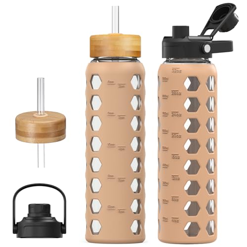 MUKOKO Glass Water Bottle, 32oz, Amber by MUKOKO - Used condition - US$21.51