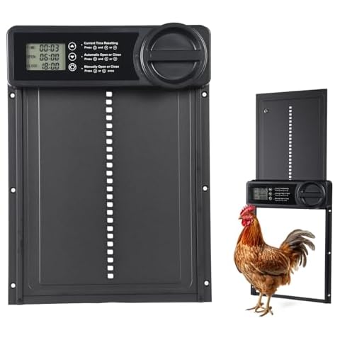 KOLINLOV Automatic Chicken Coop Door, Aluminum Coop Door with Timer/Manual Mode, Anti-Pinch & Battery Powered, LCD Display, IPX45 Waterproof Auto Chicken Coop Accessory Cover