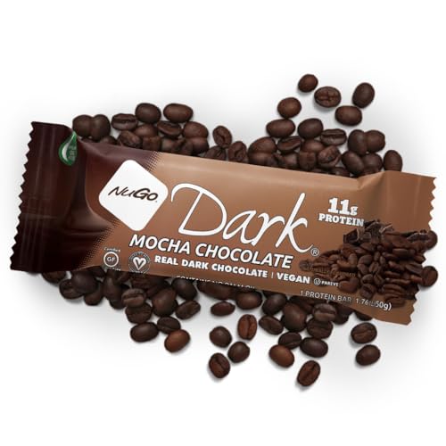 Image of NuGo Dark Chocolate Mocha, 11g Protein Bar, Vegan, Gluten Free, Non-GMO, Kosher Pareve, 12 Count