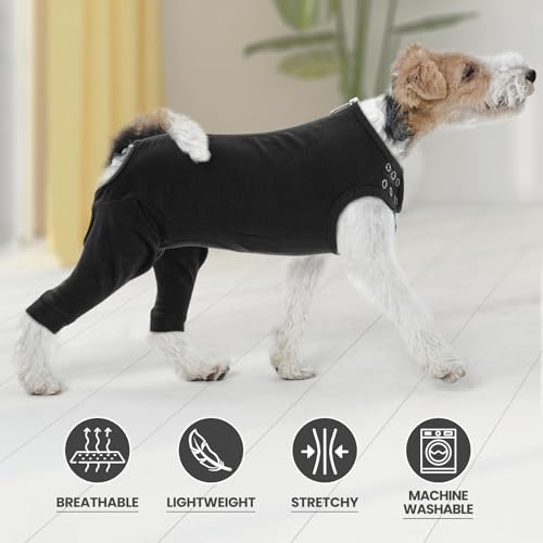 Image of IDOMIK Dog Surgery Recovery Suit for Back Legs, Soft Dog Pants to Prevent Licking, Lick Sleeves for Dogs Rear Leg, Pet Recovery Suit for Spay Neuter Hip Surgery, Dog Cone Alternative,Black,S