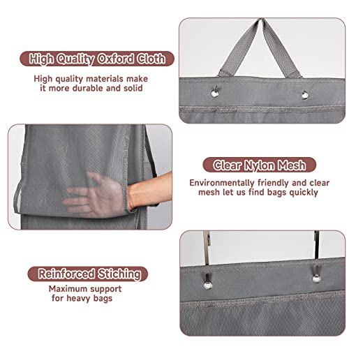 Iiithree 1 Pack Purse Handbag Organizer, 8 Pockets, Oxford Cloth+Mesh, Hanging Purse Organizer Handbag Storage Over The Door Organizer Hanging Closet Organizer And Storage (Grey) #TOP4